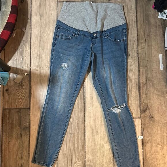 Stylish Blue Maternity Jeans size medium - Picture 1 of 3